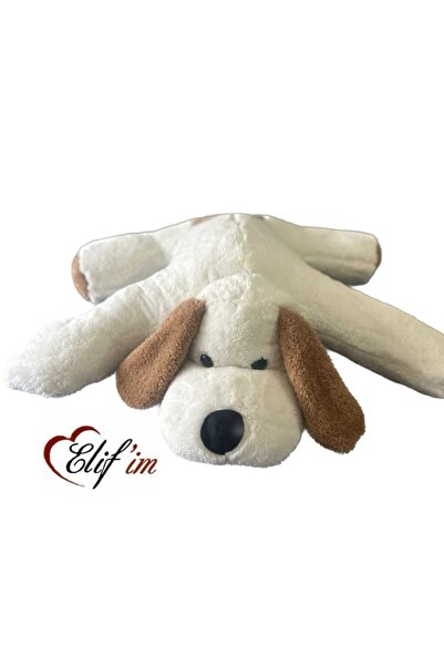 elifim home Peluş Krem Köpek 90x75 Cm Oyuncak Uyku Arkadaşı