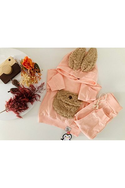 BABY COOL PLUSH POCKET PLUSH EARS HOODED BABY 2-Piece BOTTOM TOP SET