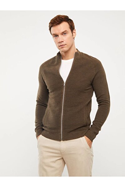 LC Waikiki Lcw Vision Mink Men's Knitwear Cardigan - Stand Collar, Standard Fit