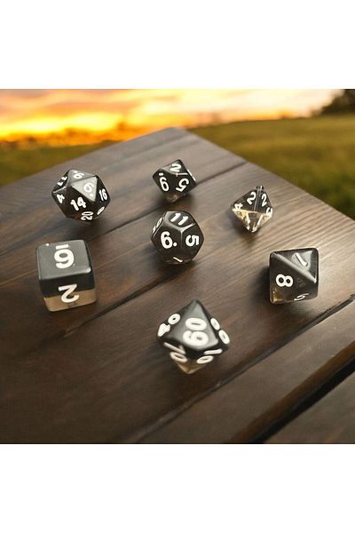 Le Majeur DndFrpDiceSet-Setof 7, forDungeonsandDragonsGames, Transparent Black