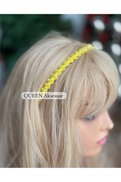 QUEEN AKSESUAR Coroană de metal cu cristale de lux - galben transparent pentr...