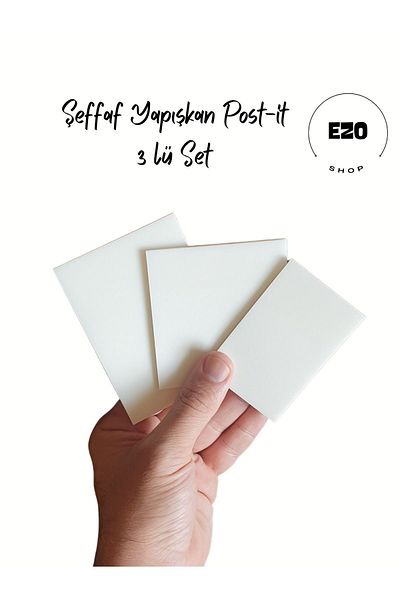 EZOSHOP Transparent Colored Postit Sticky Post-It Note Paper Karenot - Set of 3 - White