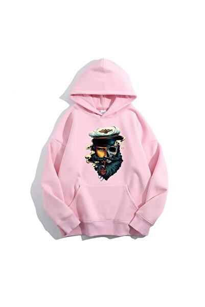 FECCY Hanorac din bumbac cu glugă supradimensionată, unisex, cu imprimeu digi...