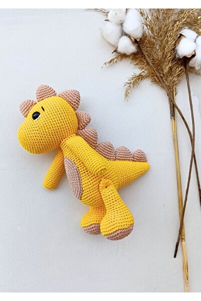 Masal Örgü Dünyası Amigrumi Dino Harika Hayvanlar Serisi 24 Cm - Sarı