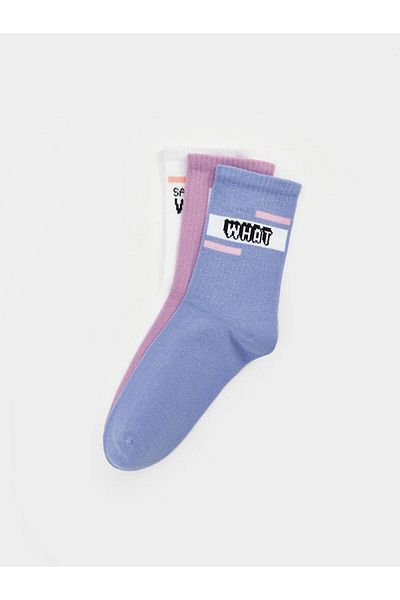 LC Waikiki Lcw Dream White Printed Women's Socks 3 Pack