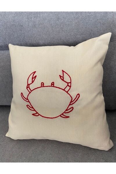 Les Passent Изпрана ленена калъфка за възглавница с мотив на раци