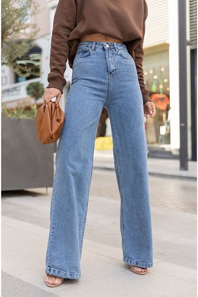 DRC trend Sery Lycra Blugi de damă, care spălă zăpada, cu talie super înaltă, cu picioare largi, pantaloni largi