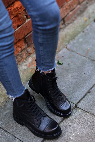 EREN SHOES BAG Μαύρες μπότες από γνήσιο δέρμα - Αντιολισθητική σόλα