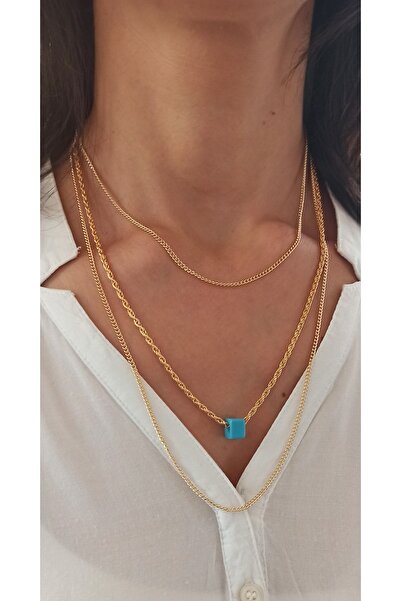 MagicStone Mavi Boncuklu Üçlü Kombin Kolye