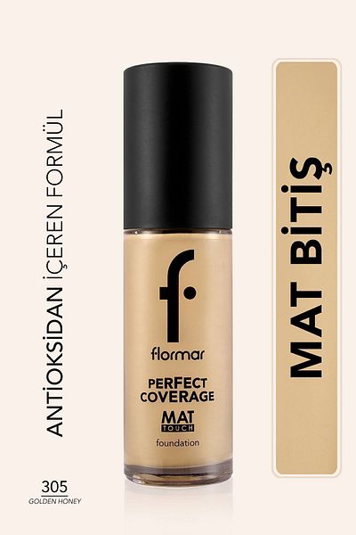 Flormar Matte Single Foundation Containing Vitamin E - 305 Golden Honey - Matte Touch Foundation