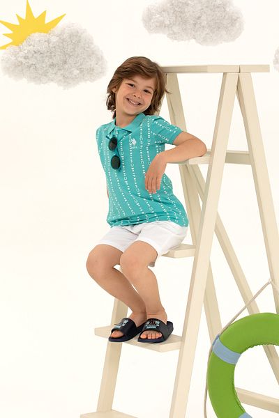 U.S. Polo Assn. Tricou cu gât polo verde mentă pentru băiat 50266063 -VR090