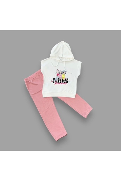 Narnuga Forever Cute Printed Hooded 2-Piece Kids Set for 3-4-5 Years Old Girls
