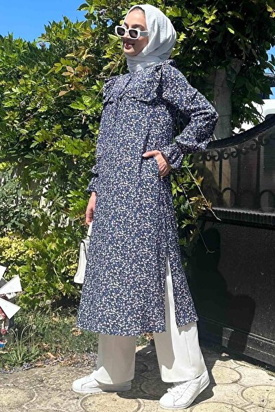 Rabia Şamlı Dilruba Blue Floral Tunic