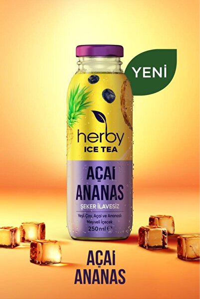 Herby Ice Tea Açai Ananas Soğuk Çay Şeker İlavesiz 250 ml x 12