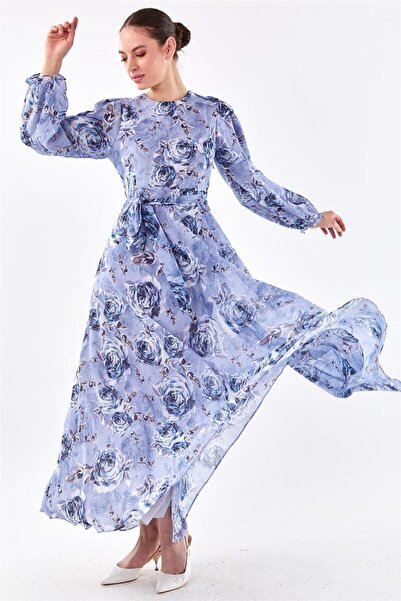 Levidor Blue Floral Patterned Dress