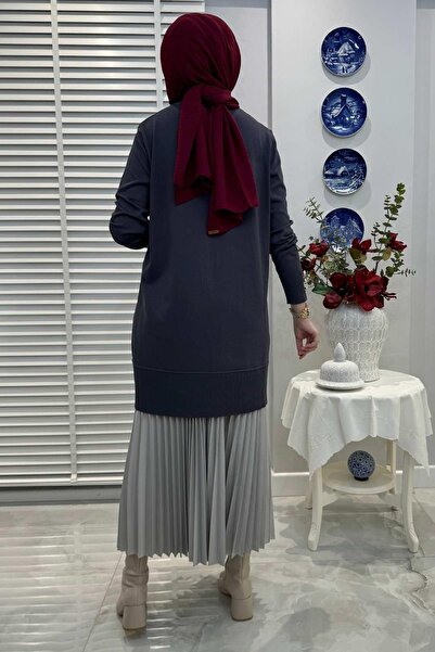 Rabia Şamlı Wise Anthracite Knitwear Tunic