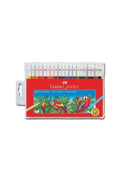 Faber Castell Felt-Tip Pens 20 Colors, Durable and Bright Colors, Safe for Children, Water-Based Ink