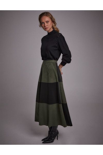 Kayra Black Balloon Sleeve Knitwear Blouse - Exclusive Stone Detailed
