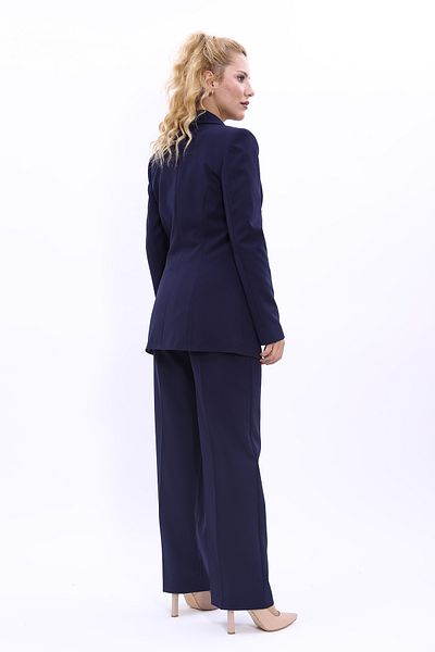 ÖNDER ÖZSOY Navy Blue Blazer Jacket and Wide Leg Trousers Set