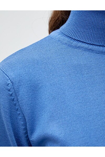 Kayra Basic Balıkçı Yaka Triko Tunik Açık Mavi