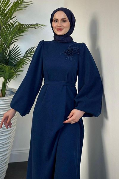 MERVEN AKYÜZ Λεπτομερές φόρεμα Navy Blue Herbert Rose