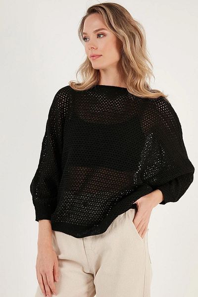 Fashion Friends Pulover ajurat negru