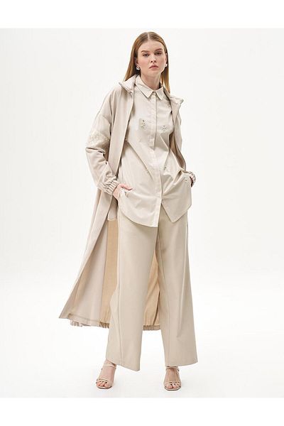 Kayra Stone Colored Modal Clothes - Fabric Garnished and Zippered