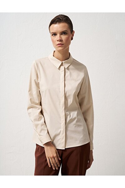 Kayra Gömlek Yaka Poplin Tunik Krem
