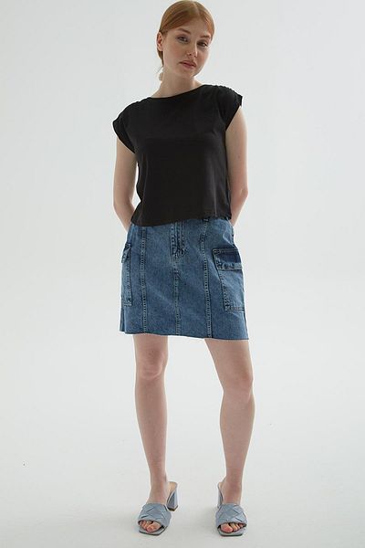 Fashion Friends Fusta Denim Buzunar Cargo Albastru