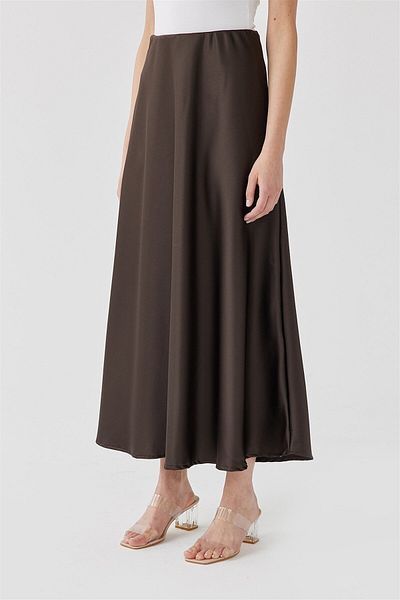 Suud Collection Bitter Brown Satin Skirt