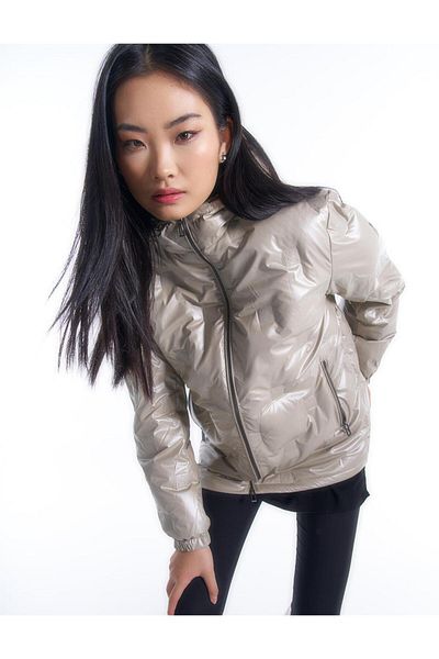 Kayra Monogram Goose Feather Filled Coat Stone