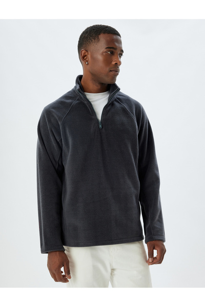 Koton Hanorac de bază cu mânecă lungă din lână - cu jumătate de fermoar