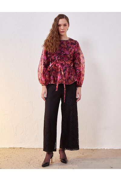 Kayra High Waist Lace Trousers - Black