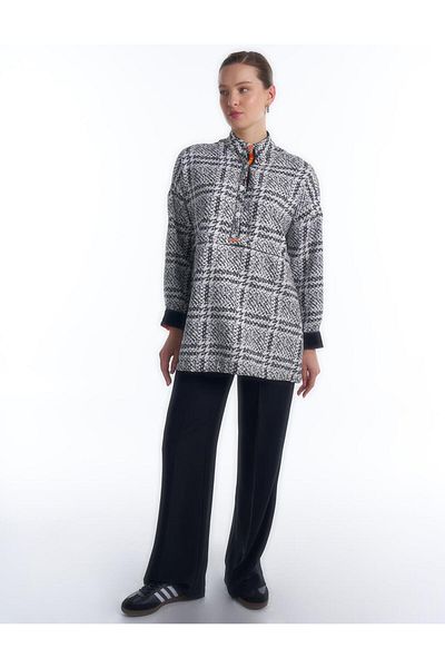 Kayra Hanorac negru Hidden Half Placket