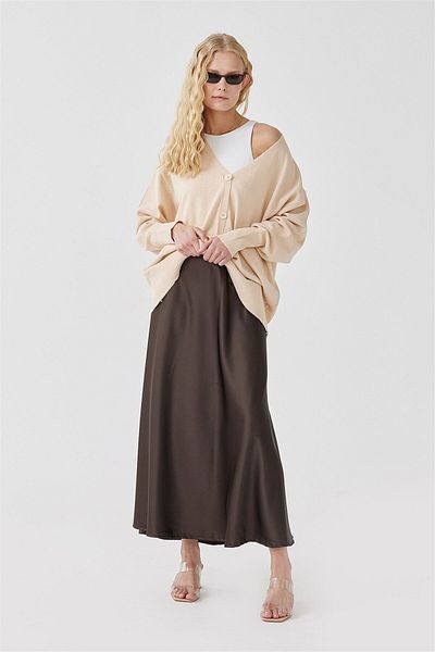 Suud Collection Bitter Brown Satin Skirt
