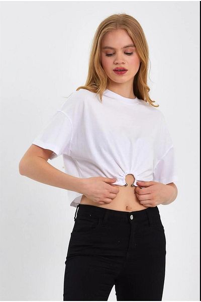 Fashion Friends Tricou cu accesorii metalice Ecru