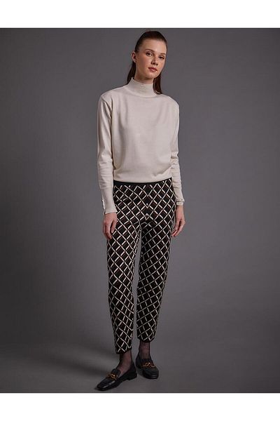 Kayra Baklava Pattern Knitwear Trousers Black