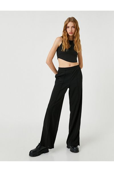 Koton Ribbed Trousers with Elastic Waist