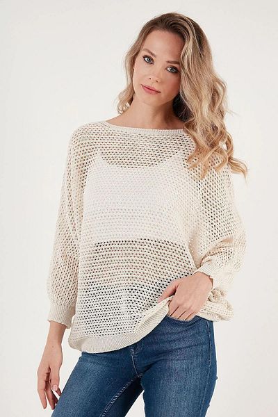 Fashion Friends Ecru Openwork Sweater
