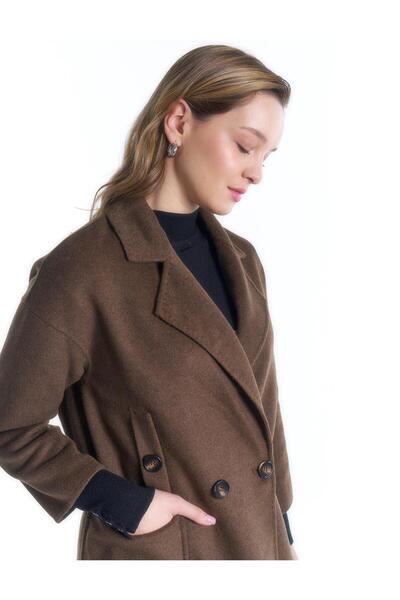 Kayra Derin Cepli Premium Yün Kaban Koyu Haki