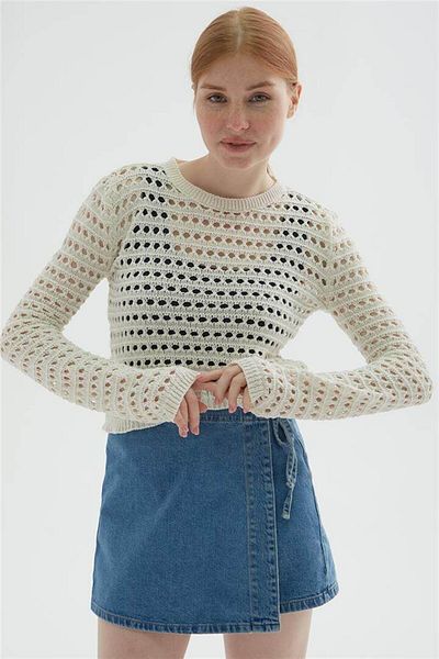Fashion Friends Openwork Blouse Ecru