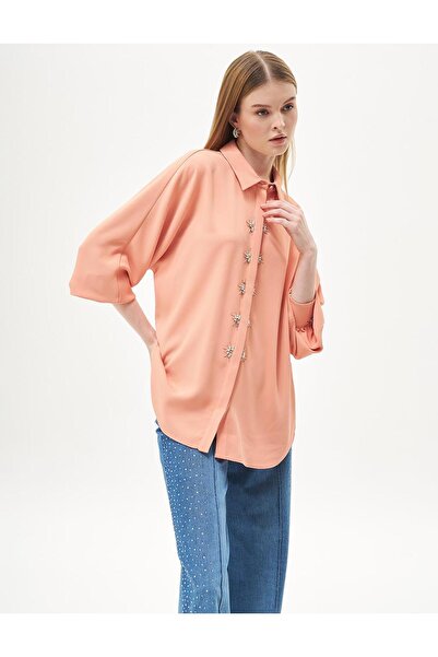 Kayra Patı Embroidered Tunic Peach