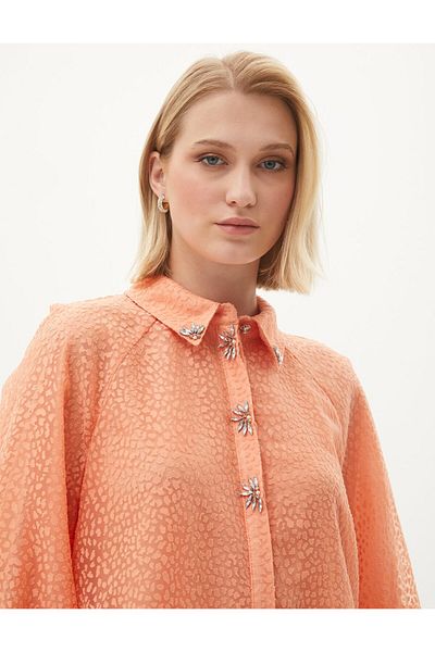 Kayra Peach Tunic - Stone Embroidered and Drawstring