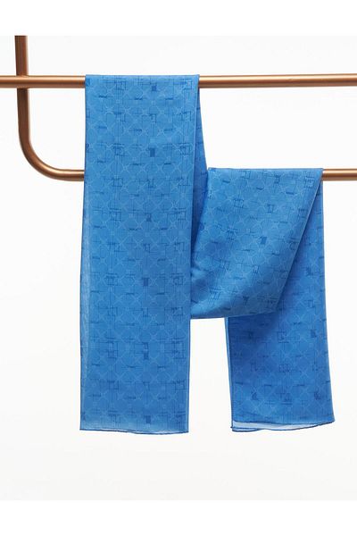 Kayra Şal cu model cu monogramă albastră