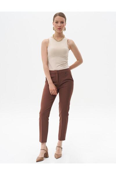 Kayra Havuç Kesim Basic Pantolon Koyu Kahve