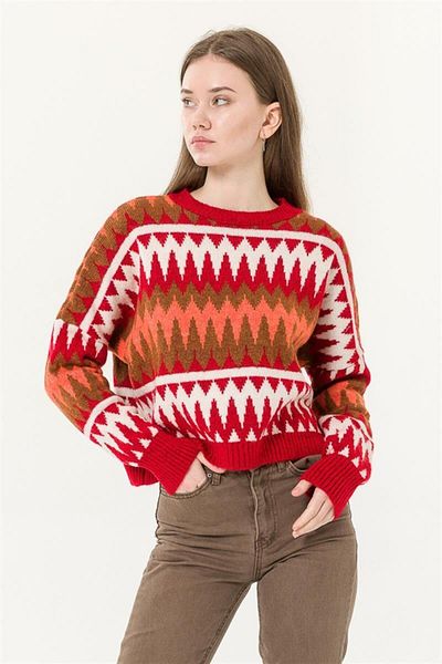 Fashion Friends Red Patterned Sweater