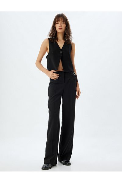 Koton Stoffhose mit hoher Taille und Filettaschen