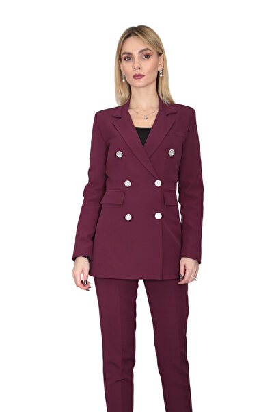 ÖNDER ÖZSOY Erkek Yaka Kuruvaze Blazer Ceket-Mürdüm