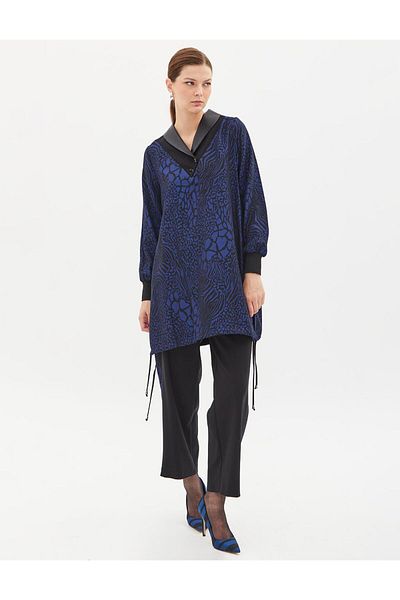 Kayra Collar Design Animal Print Sweatshirt Saks