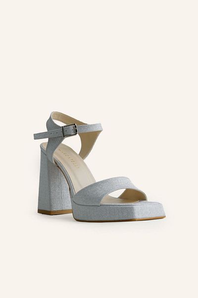 MARCATELLI Pantofi cu sclipici argintii cu toc Margaret